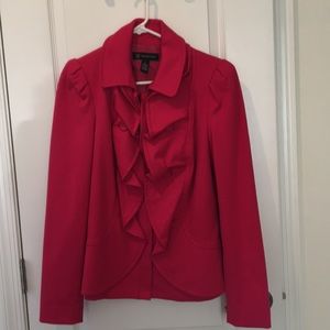 Hot Pink Ruffle Front Blazer